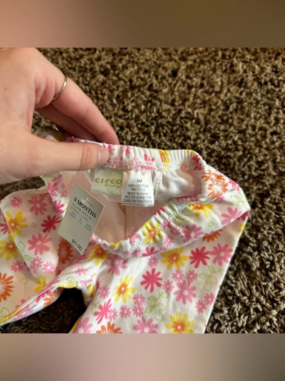 NWT Vintage Circo Yellow Top with Pink & Orange Floral Pants 9 Months